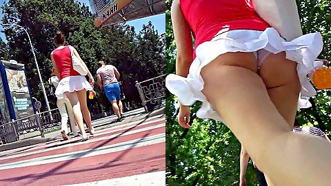 HQ upskirt panties spotted outdoors