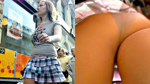 Peeping up skirt with a spy cam