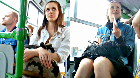 Amateur upskirt voyeur video filmed in the bus