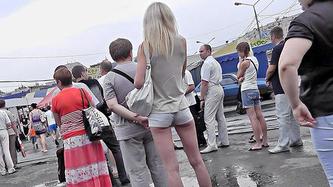 Sexy girl in tight shorts bubble booty